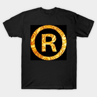 "R" Golden decorative letter-Black T-Shirt